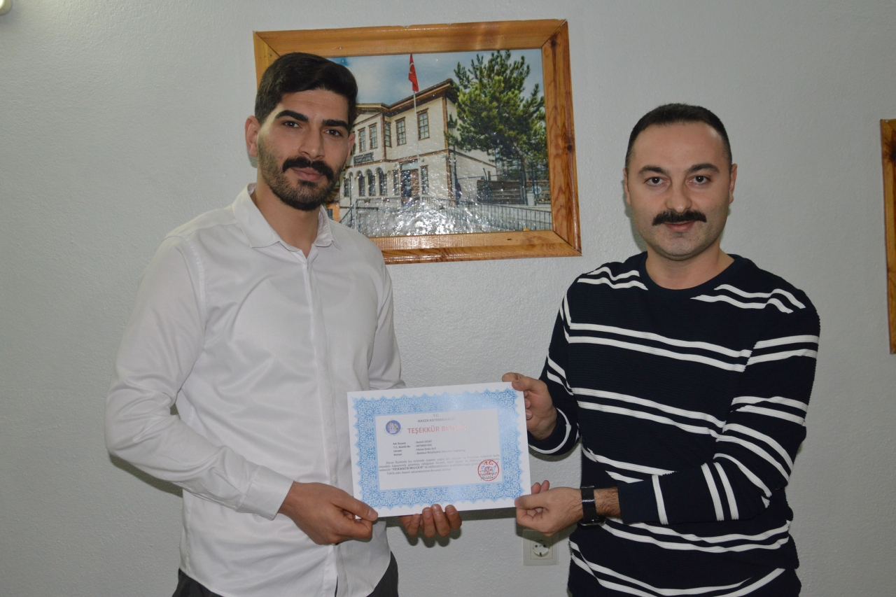 Havza Kaymakamı Ayvat, SBB personeline teşekkür belgesi verdi
