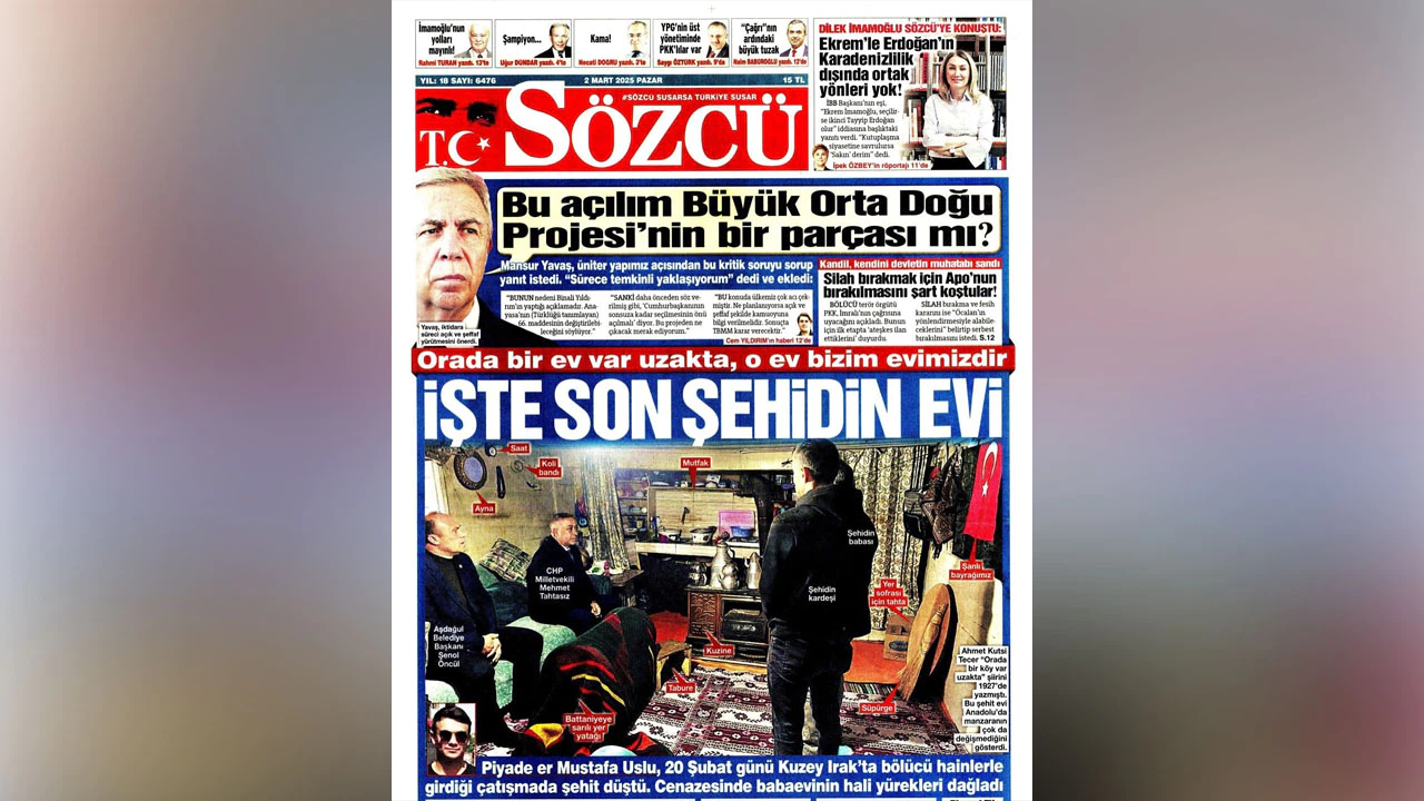 Tahtasız'ın Şehit Babasına Ziyareti Sözcü’nün Manşetinde
