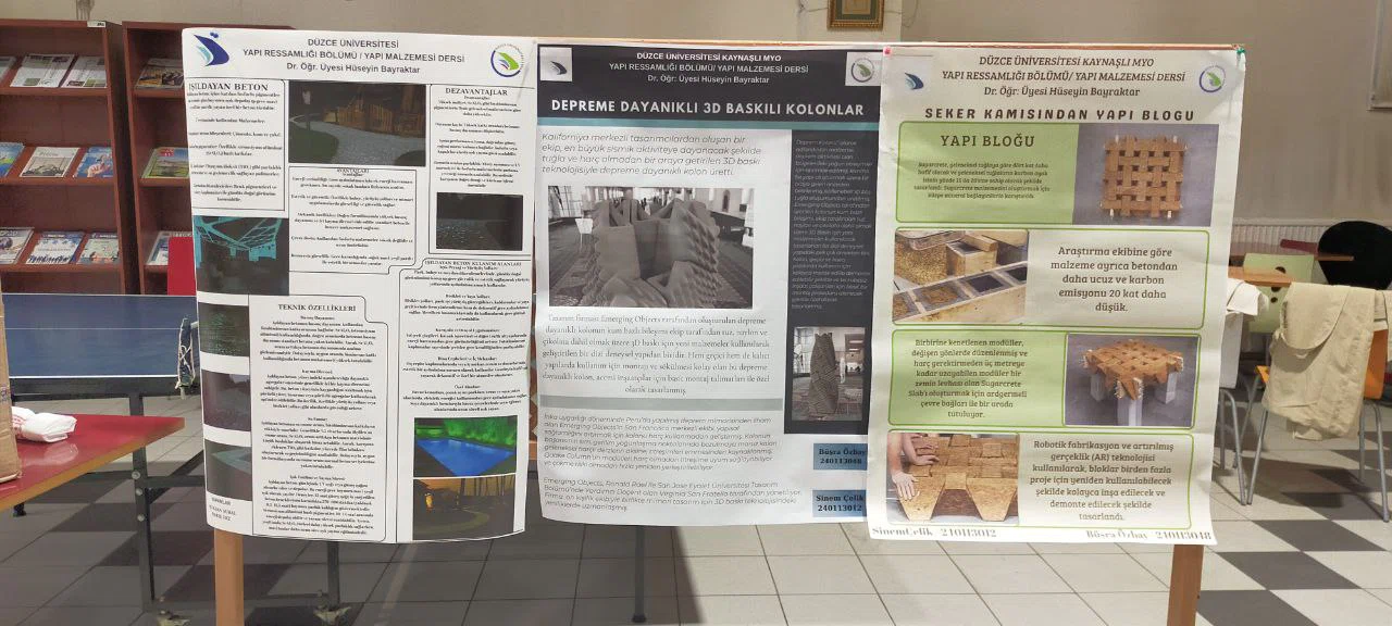 Düzce'de yüksekokul öğrencilerinden yenilikçi yapı malzemeleri sergisi
