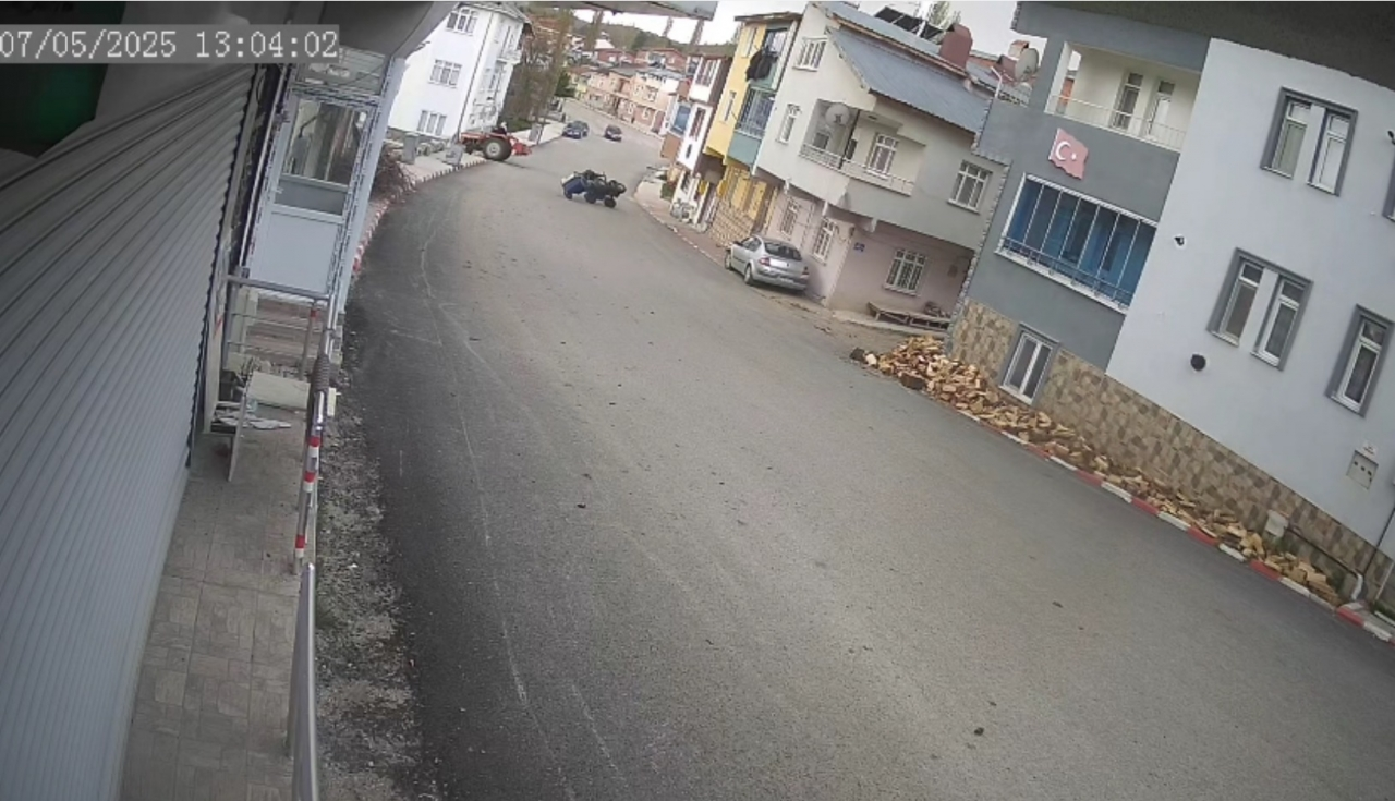 Tokat'ta ATV kazası güvenlik kamerasına yansıdı
