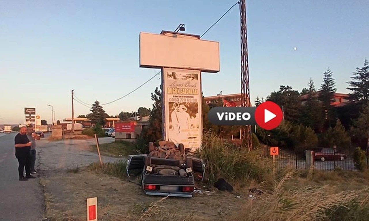 Devrilen Otomobilin Sürücüsü Ölümden Döndü