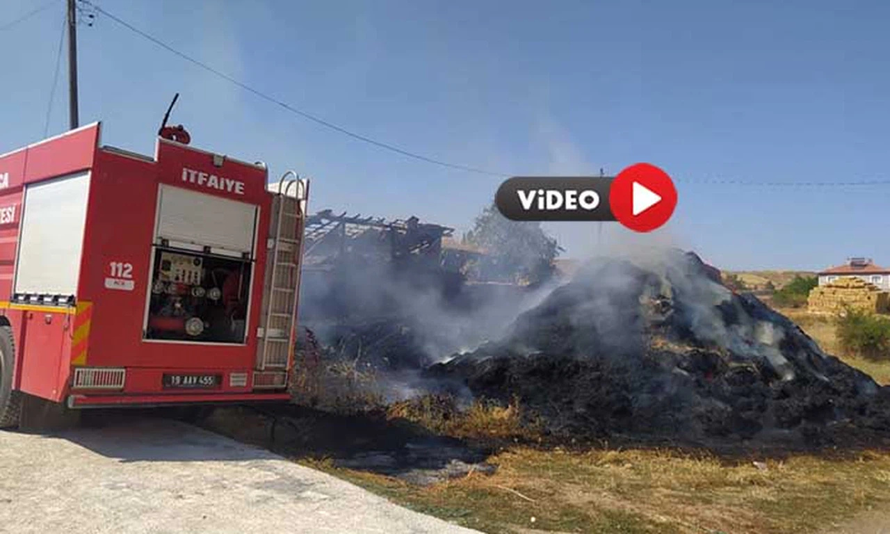 Yangında Saman Balyaları Kül Oldu