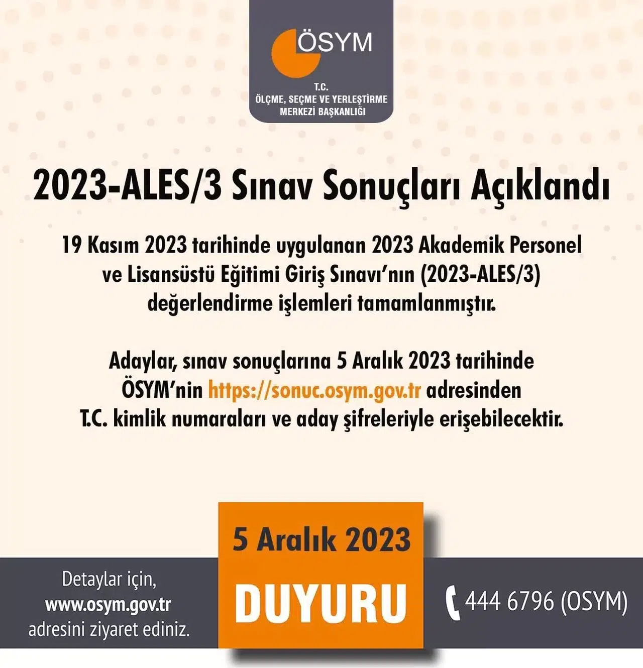 2023-Ales/3 Sonuçları Açıklandı