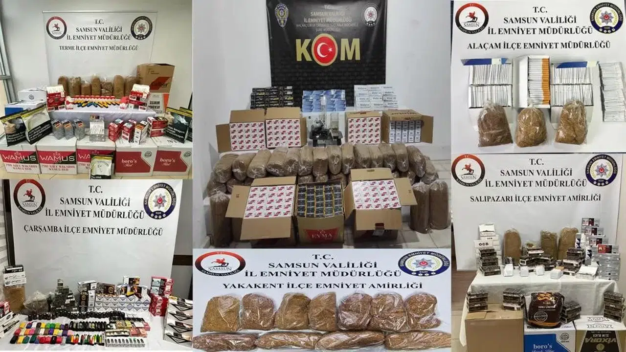 Samsun’da Kom Polisinden Kaçak Tütün Mamulleri Operasyonu: 33 Kişi Yakalandı