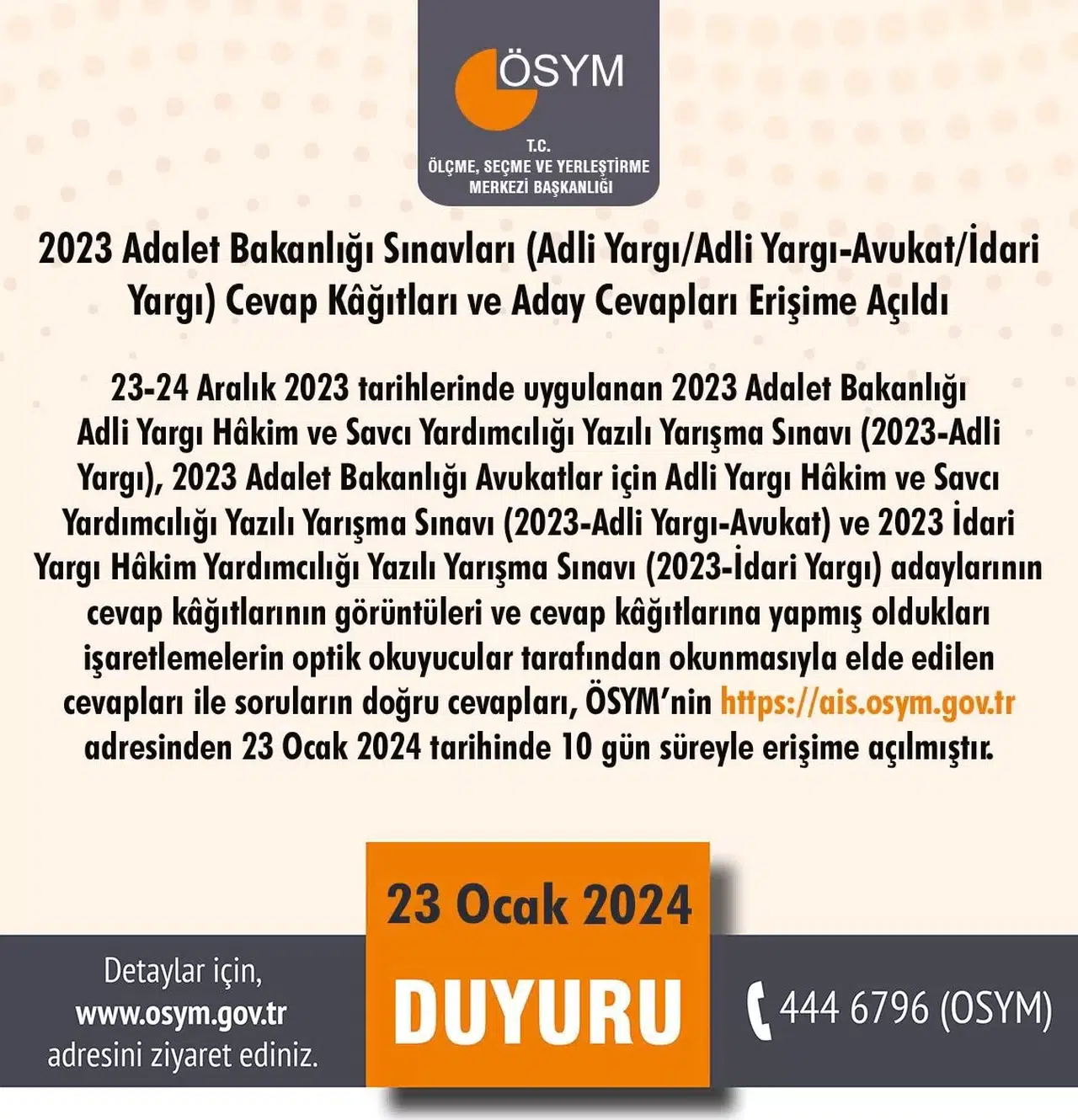 2023 Adalet Bakanlığı İmtihan Sonuçları Açıklandı