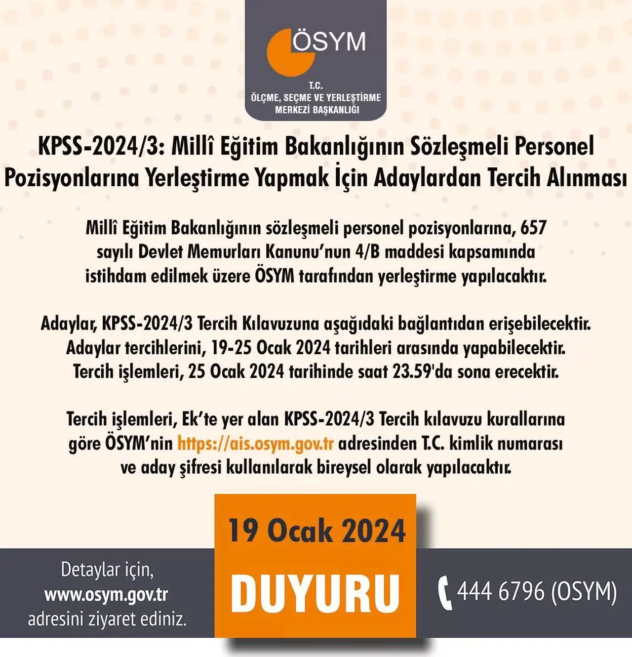 KPSS 2024/3 Tercih Kılavuzu Yayımlandı
