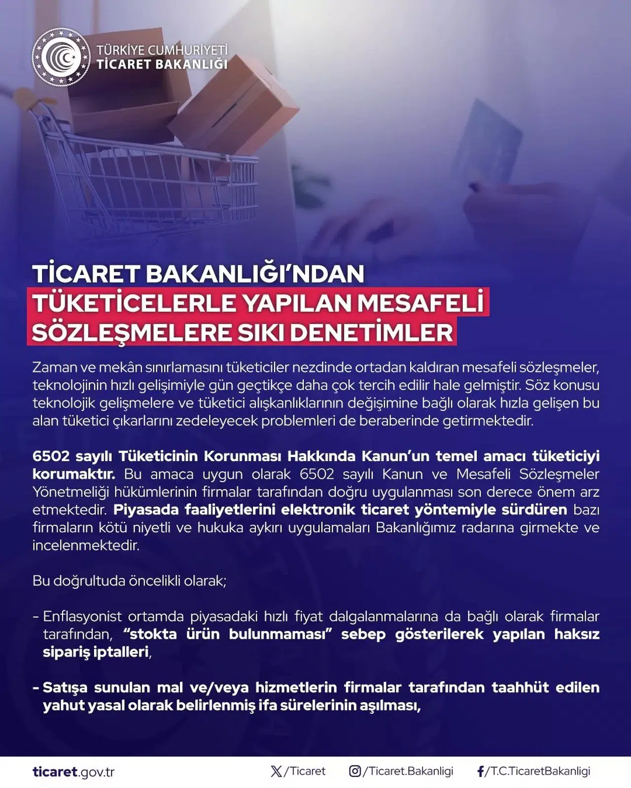 Ticaret Bakanlığınca E-Ticaret Bölümündeki 58 Firmaya 86,2 Milyon Lira Ceza Kesildi
