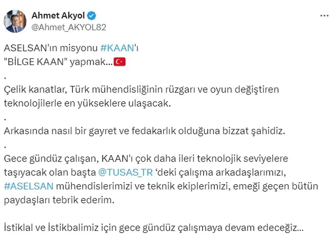 ASELSAN Genel Müdürü Akyol: “Aselsan’ın Misyonu Kaan’ı ‘Bilge Kaan’ Yapmak”