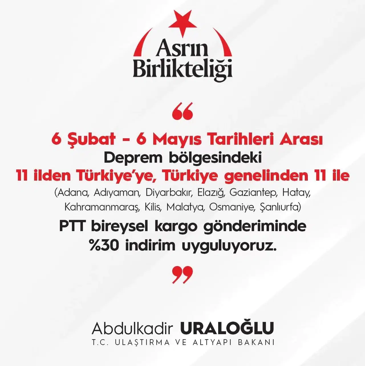 Depremzedelere Kişisel Kargo Gönderisinde İndirim