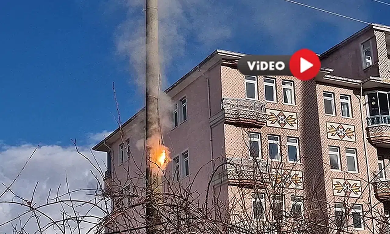 Elektrik Direğinde Yangın Çıktı, Korku Dolu Anlar Yaşandı