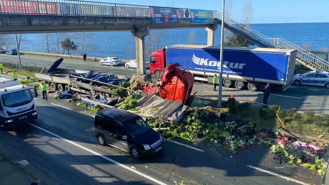 Karadeniz Kıyı Yolu’nda Zerzevat Yüklü Tır Orta Refüje Çıktı: 1 Meyyit