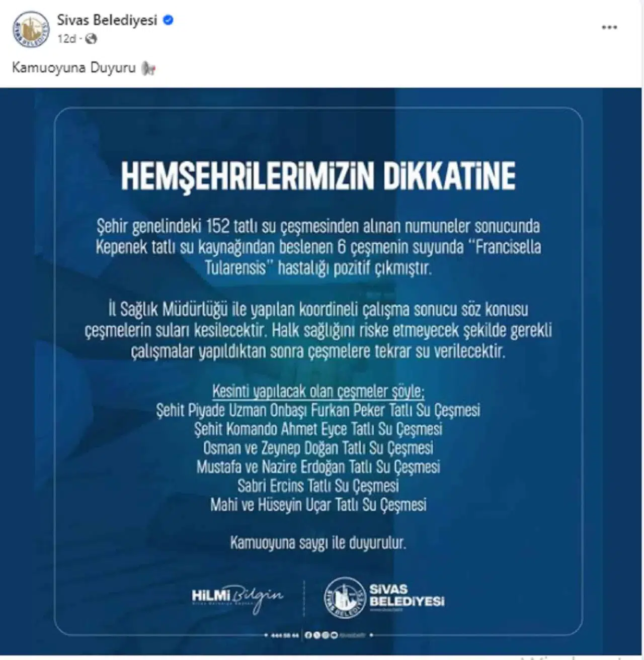 Pak Sanılan Sular Kirli Çıktı, Belediye O Çeşmeleri Kapatma Kararı Aldı