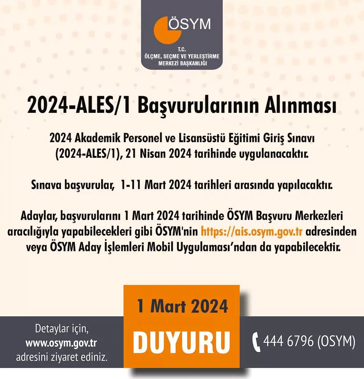2024-Ales/1 Müracaatları Başladı
