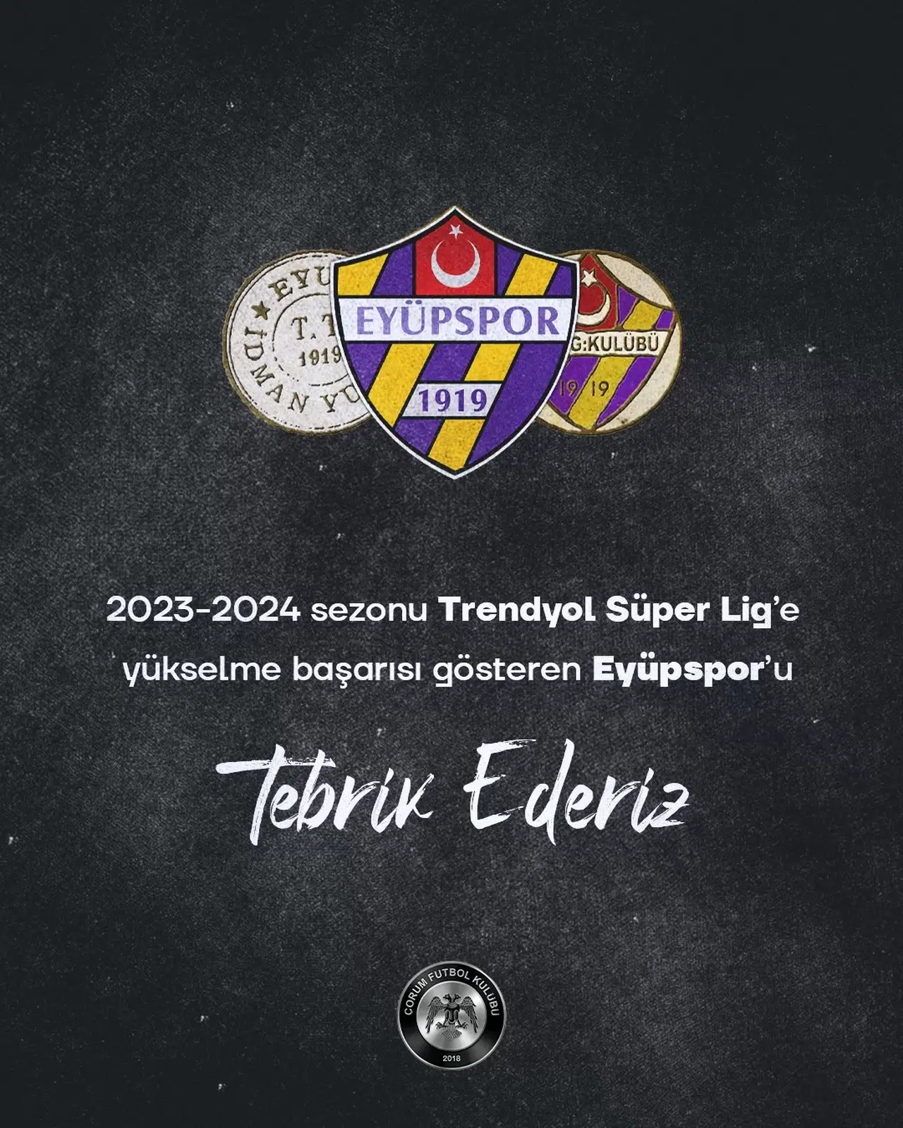 Eyüpspor’u Tebrik Ettik