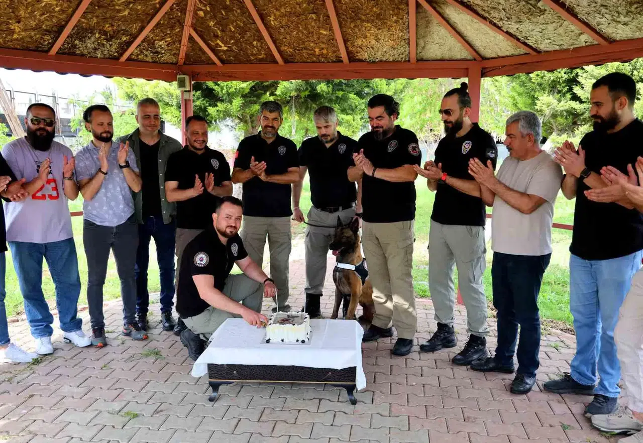 Narkotik Köpeği Hulk’un 7’nci Yaş Günü Pasta Kesilerek Kutlandı