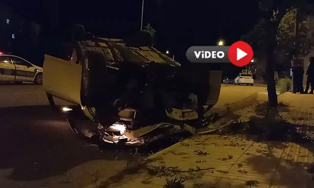 Alkollü Sürücü, Ağaca Çarptı Takla Attı