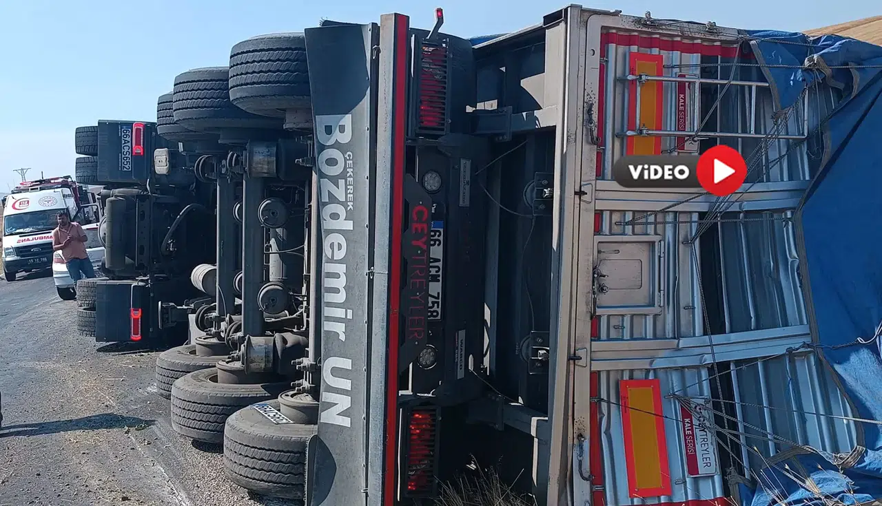 Kontrolden Çıkan Tır Yan Yattı: 3 Yaralı