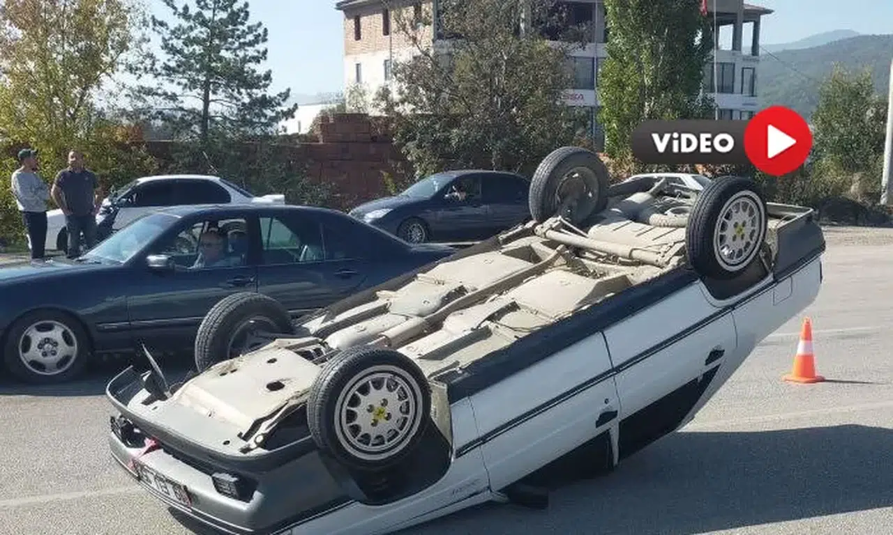 Otomobil Takla Attı, Sürücü Ölümden Döndü