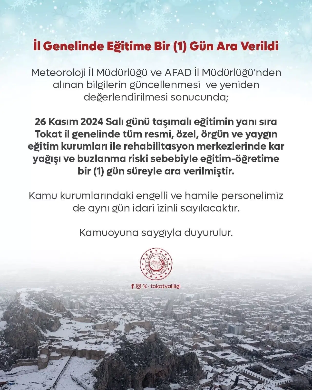 Tokat’ta Eğitime Bir Gün Orta