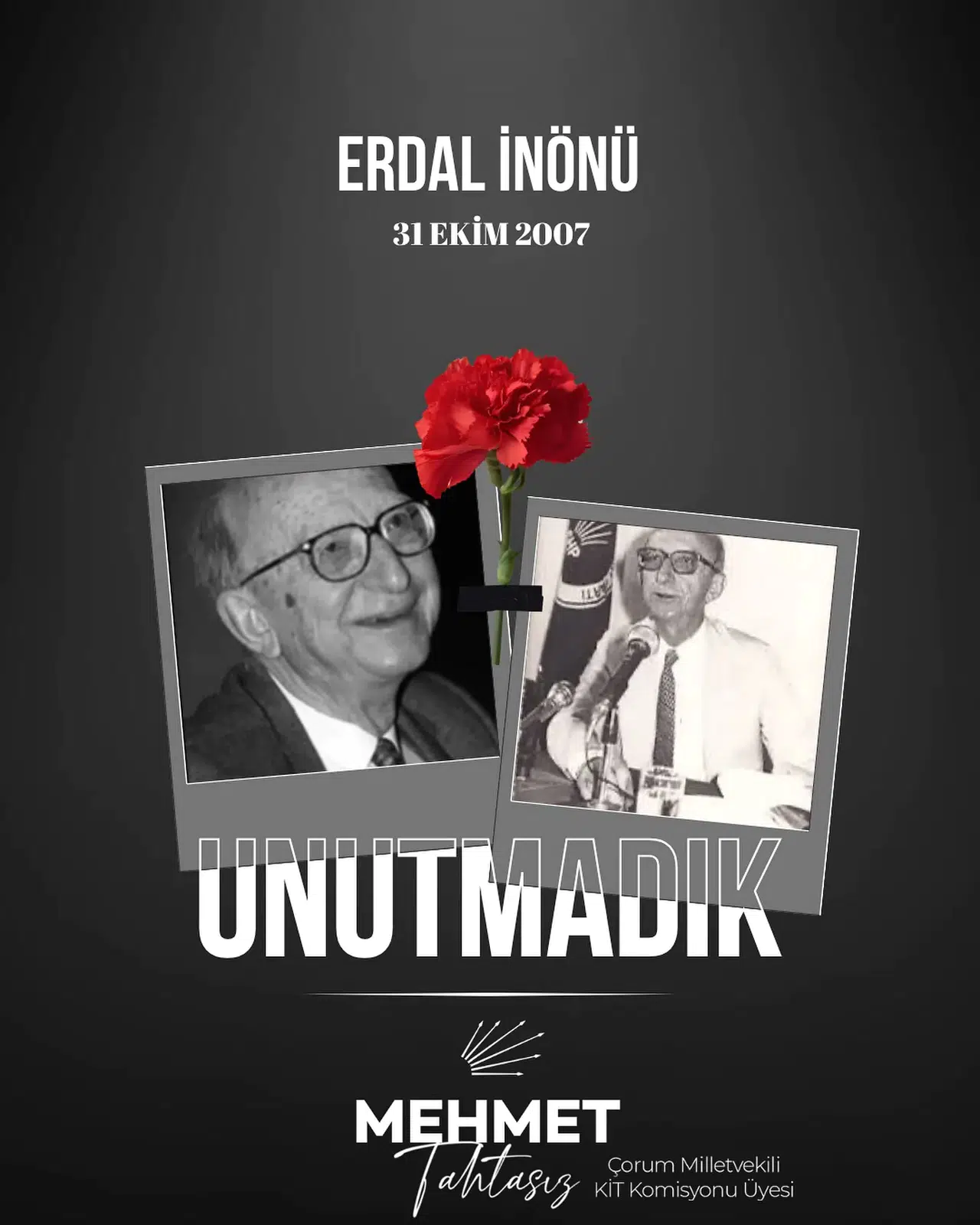 Tahtasız’dan Erdal İnönü İçin Anma Mesajı