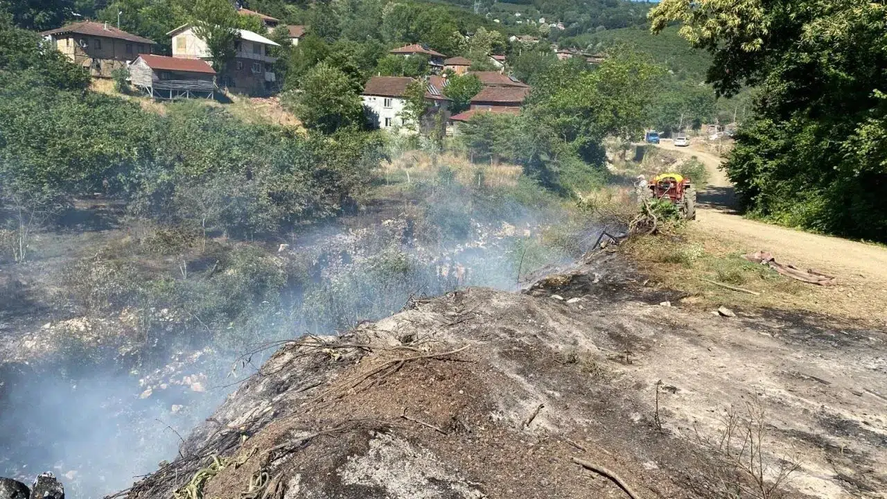 Düzce'de çalılık alanda çıkan yangın söndürüldü