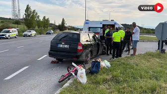 Asfalt Yüklü Tanker ile Otomobil Birbirine Girdi