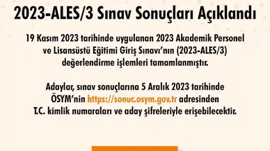 2023-Ales/3 Sonuçları Açıklandı
