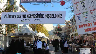 Cizre’de Gazze Faydasına Yardım Çadırı Kuruldu