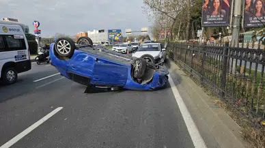 Sarıyer’de Kaza Yapan Araba Takla Atan Atıp Karşıt Döndü