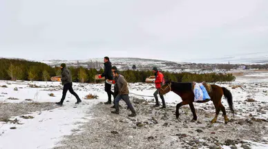 At Sırtında Yaban Hayvanları İçin Tabiata Yem Bırakıldı
