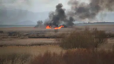 Beyşehir Gölü Ulusal Parkı’nda Sazlıklar Alev Alev Yandı