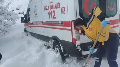 Bitlis’te Hasta Almaya Giden Ambulans Yolda Mahsur Kaldı