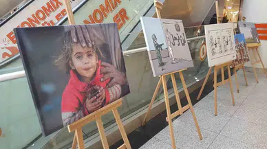 Gazze’deki Dramı Anlatan Karikatür ve Fotoğraf Standı Açıldı