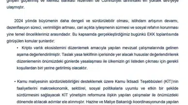 İktisat Uyum Konseyi: "Yapısal Islahatlar Hayata Geçirilerek Bu Doğrultuda Aktif ve Kararlı Adımlar Eş Güdüm İçerisinde Atılacak"