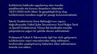 Mke Ankaragücü’nden ’Transfer Yasağı’ Açıklaması