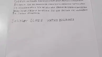 Muhafaza Altındaki Çocuklardan Vatan Müdafaasındaki Mehmetçiğe Mektup