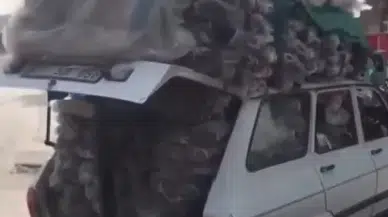 Şanlıurfa’da Araba Taşıdığı Yükle Kamyonetlere Baş Tuttu