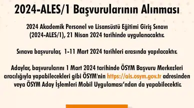 2024-Ales/1 Müracaatları Başladı