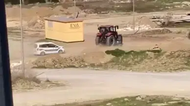 Ehliyetsiz Traktör Şoförü ile Polis Ortasında Yaşanan Kovalamaca Kamerada