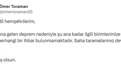 Vali Toraman: “Birimlerimize İntikal Eden Rastgele Bir İhbar Bulunmamaktadır”
