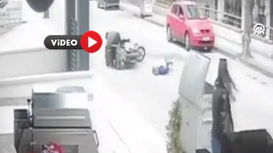 Motosikletin Yayaya Çarptığı Kaza Güvenlik Kamerasında