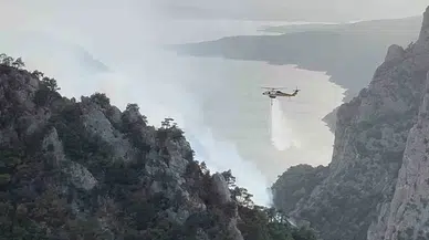 Şahinkaya Kanyonu’nda Orman Yangını: 1 Helikopter ve 2 Uçak Havadan Müdahale Etti