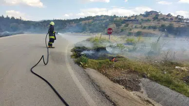 Osmancık D-100 Karayolunda Örtü Yangını