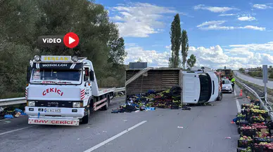 Kamyonet Devrildi, Elmalar Yola Saçıldı