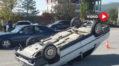 Otomobil Takla Attı, Sürücü Ölümden Döndü