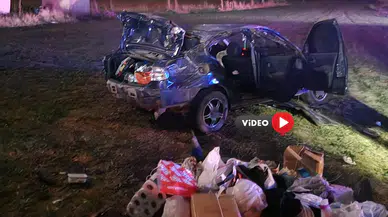 Kontrolden Çıkan Araç Takla Attı