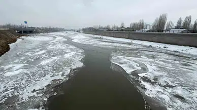 Ağrı’da Dondurucu Soğuklar Nedeniyle Murat Irmağı Buz Tuttu
