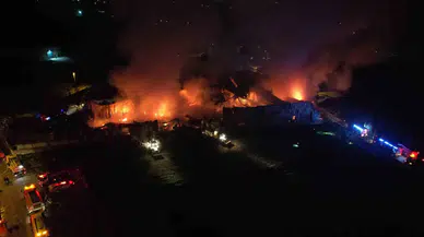 Bursa’da Besin Deposundaki Yangın Geceyi Aydınlattı