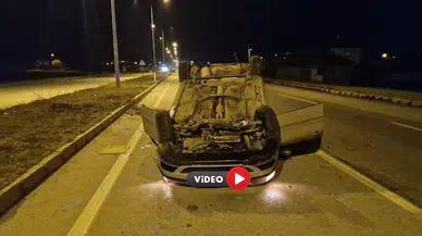 Ters Dönen Otomobilden Yara Almadan Çıktı