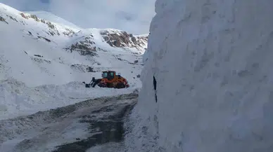 Bahçesaray Yoluna Düşen Çığ Bölgeleri Temizleniyor